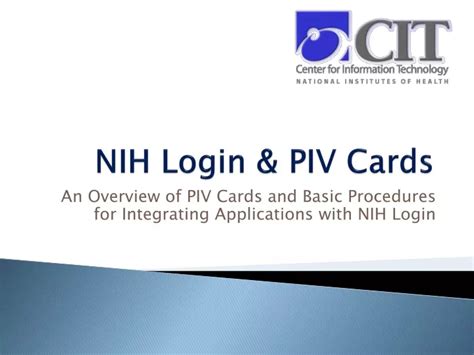 nih smart card website|nih piv card certificates.